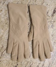 New Aris Womens One Size Camel Beige Stretch Driving Gloves 9.5" Fleece Lined