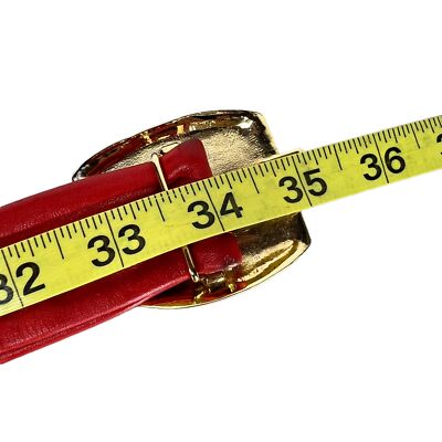 Vintage 90s Revcor Red Leather Gold Metal Buckle Belt Medium  display picture 2
