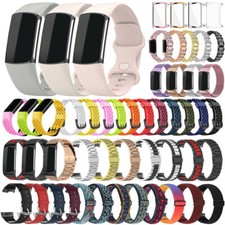 For Fitbit Charge 6 5 Silicone/Nylon/Leather/Stainless Steel Band Strap TPU Case