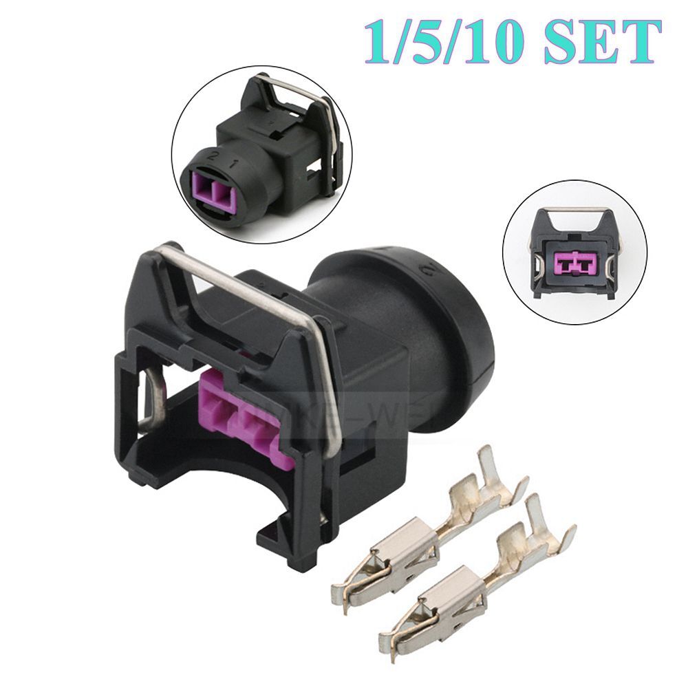 2 Pin/Way Fuel Injector Connector Plug Kit (443906232) For VW Audi
