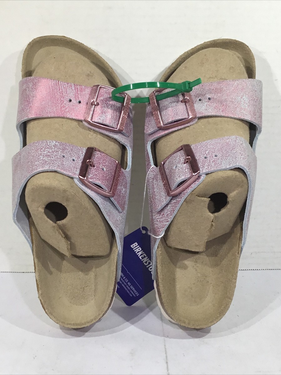 Birkenstock Women Size 7 Narrow Arizona Metallic Fuchsia