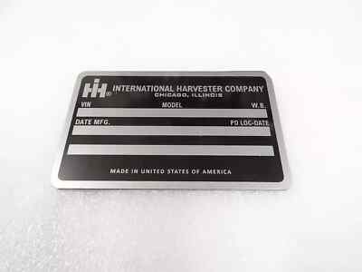 DATA PLATE FOR VINTAGE HARVESTER SCOUT II IH 1978-81 #V279-8