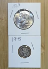 90% & 40% US Silver Coin: 1967 Kennedy Half Dollar & 1946 Mercury Dime