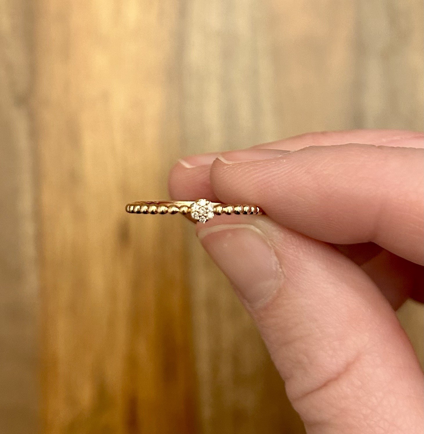 Solid 10k Rose Gold Beaded Stacking Ring Size 7 - image 9