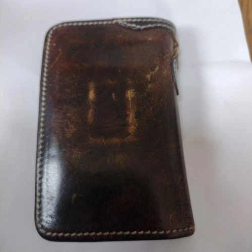 The Flat head brown leather long wallet made in Japan