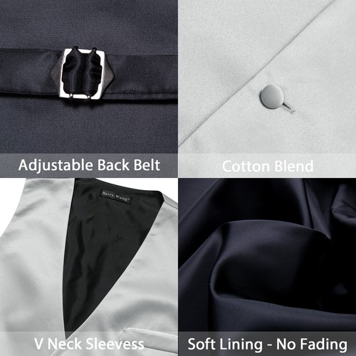 Men's Tuxedo Vest & Bowtie/Necktie Set, Classic Formal Waistcoat Paisley Floral - Picture 38 of 224