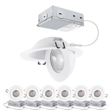 LED Recessed Light 4 Inch 9W Dimmable 360 Rotation 6 Pack White Adjustable 4inch