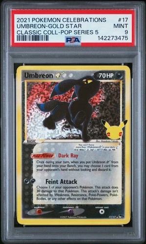2021 POKEMON CELEBRATIONS CLASSIC COLLECTION #17 UMBREON-GOLD STAR PSA 9