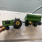 Vintage Tonka #XMB-975 Tonka Green Farm Tractor + Trailer Pressed Steel F2