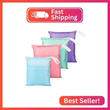 Frienda 4 Pieces Wet Dry Bag for Baby Waterproof Reusable Washable Diaper Bag Se