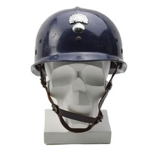 Original Belgischer Militärhelm Kunststoff Polizei Abzeichen Vintage Blau