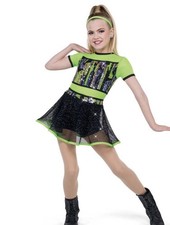 A Wish Come True  Sweet Melody  Dance Costume Tap Jazz Neon Green Camo Sz ISC