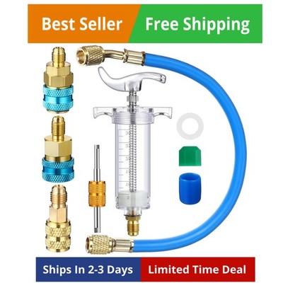 Oil and Dye Injector Kit with Quick Couplers for R134A, R410A, R1234YF