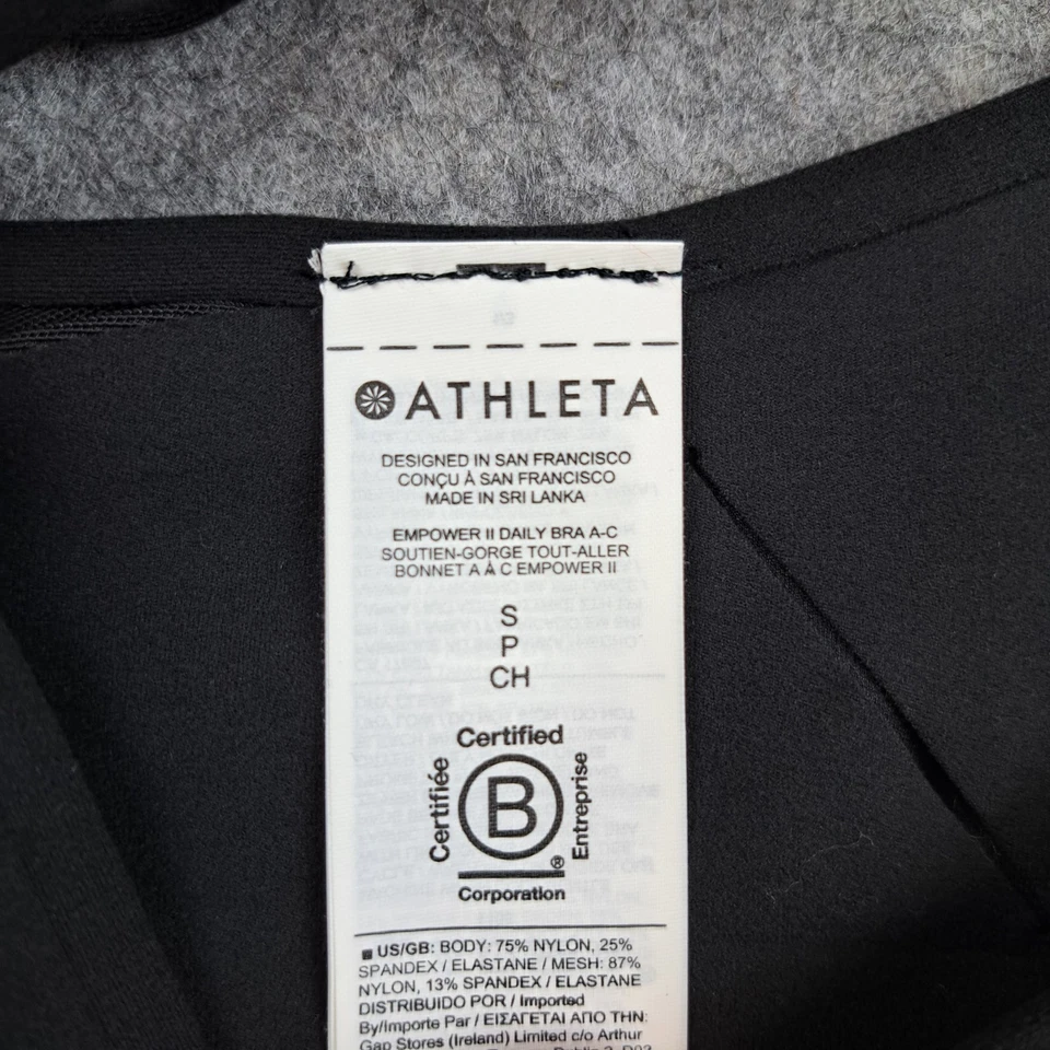 Sujetador diario Athleta Empower II para mujer pequeño negro cremallera frontal espalda cruzada gimnasio deportivo Foto 2 de 4