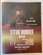 Stevie Wonder Live Tour Dates Ad 2025 Original News Advert Poster Large 14x11&rdquo;