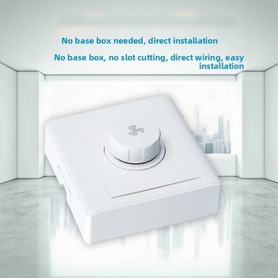 Drehbare stufenlose Lüftersteuerung 300W 250V 10A 5-Gang 86x86mm weiß Kunststo