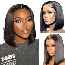 Wear and Go Glueless Wig Pre Plucked Pre Cut 4x4 Lace Wig Straight Short Bob Wig