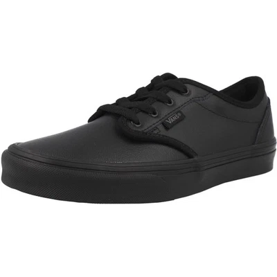 Vans Atwood Black Tumble Kids School Shoes Leather Durable Low Top