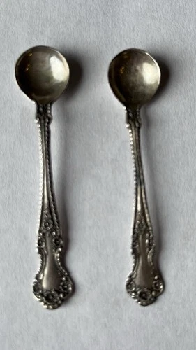 Set 2 Vintage CAMBRIDGE  By Gorham Sterling Silver Salt Spoons