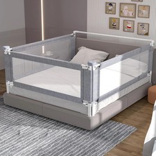 yulongtengfei 3-Piece King Bed Rail for Toddlers Adjustable Safety Guard Grey