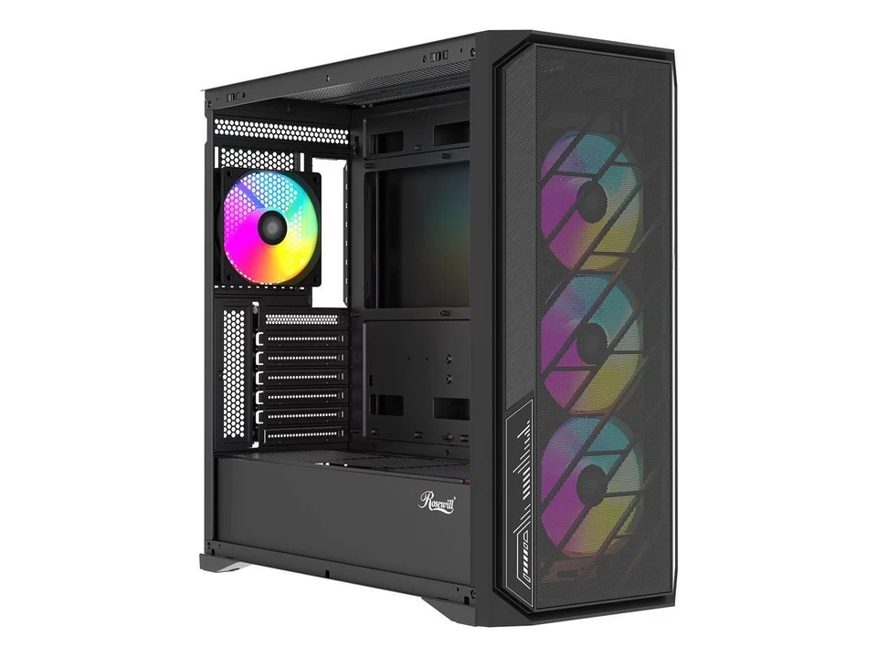 Rosewill ACA502B ATX Mid-Tower PC Gaming Case Front Mesh Panel for Airflow, Temp - Image 2 of 4