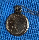 Mounted 1908 $2.50 Gold Indian Head Quarter-Eagle with 15-in. 14k gold chain