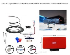 10' Long Hard Wire Kit Nice Permanent Windshield Mount For Uniden Radar Detector