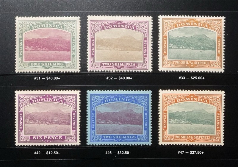 Dominica Stamps #31-33, #42, #46-47 ALL Mint High Values! CV$180.00+