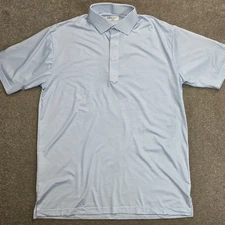 Collars and Co Mens Featherweight Dress Collar Polo Shirt Sz M White Blue Stripe