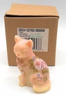 Fenton Glass Pink Burmese Cat Sitting with Flowers Limited Edition Signed Glows