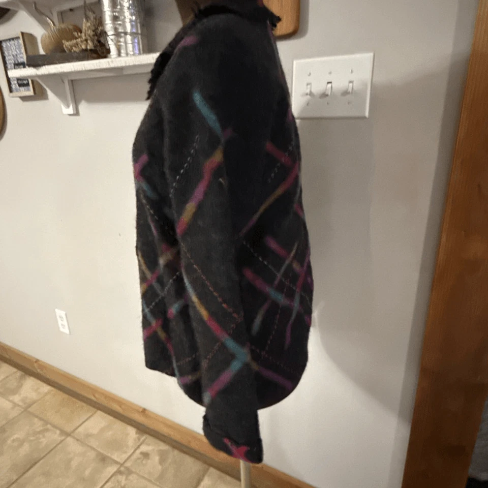 Talbots Lana Cárdigan Suéter Mujer Pequeño Pequeño Pequeño Gris Abstracto Colorido Geometr Foto 4 de 4