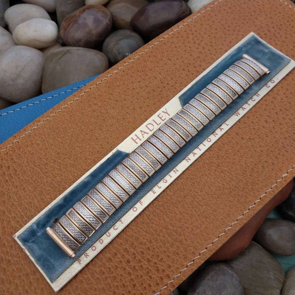 Correa de reloj Hadley Elgin oro blanco y amarillo relleno correo dorado sin usar años 50 vintage Foto 2 de 4