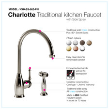 Houzer CHASS-682-PN Polished Nickel One Handle Kitchen Faucet with Sidespray
