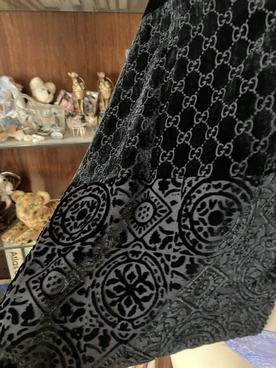小物 Gucci Tom Ford Era Velvet Stole Scarf Tom Ford Gucci Burn Out Patchwork Navy Silk Velvet Monogram Scarf