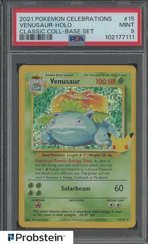 Venusaur Holo 2021 Pokemon Celebrations Classic Base Set #15 PSA 9