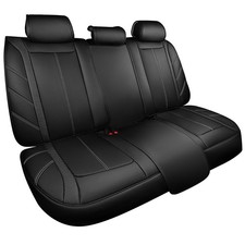 CAR PASS Luxury Faux Leather Back Rear Seat Covers, Waterproof Anti Slip Carbon