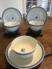 18th Century Blue & White Crescent Marked Worcester teabowl & Saucer