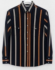Vintage Wrangler Western Stripes Multi Color Pearl Snap Cowboy Longsleeves L