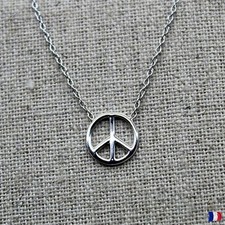 Collier femme argent 925 Peace & Love – bijou hippie minimaliste élégant