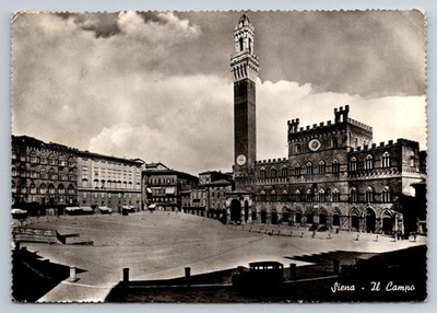 1957 Siena Italy Piazza del Campo Torre del Mangia Vintage Photo Postcard