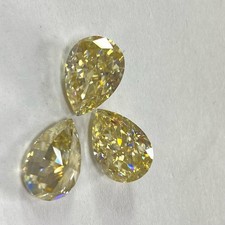 3PC 3.CT Natural Yellow Color Excellent Pear Cut VVS1 Diamond with Certificate D