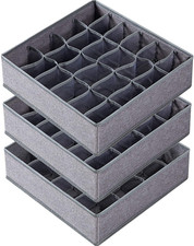 Criusia 3 Pack Sock Underwear Drawer Organizer Dividers, 64 Cell Fabric Foldable