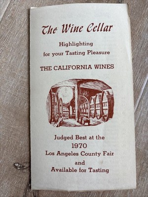 THE CELLAR 1970 Special Wine Menu Fullerton California Vintage LA County Fair