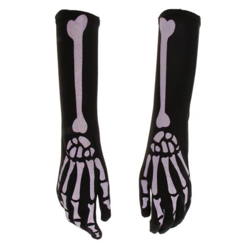 Halloween Skeleton Gloves Full Finger Long Gloves Dress Up - Picture 1 of 7