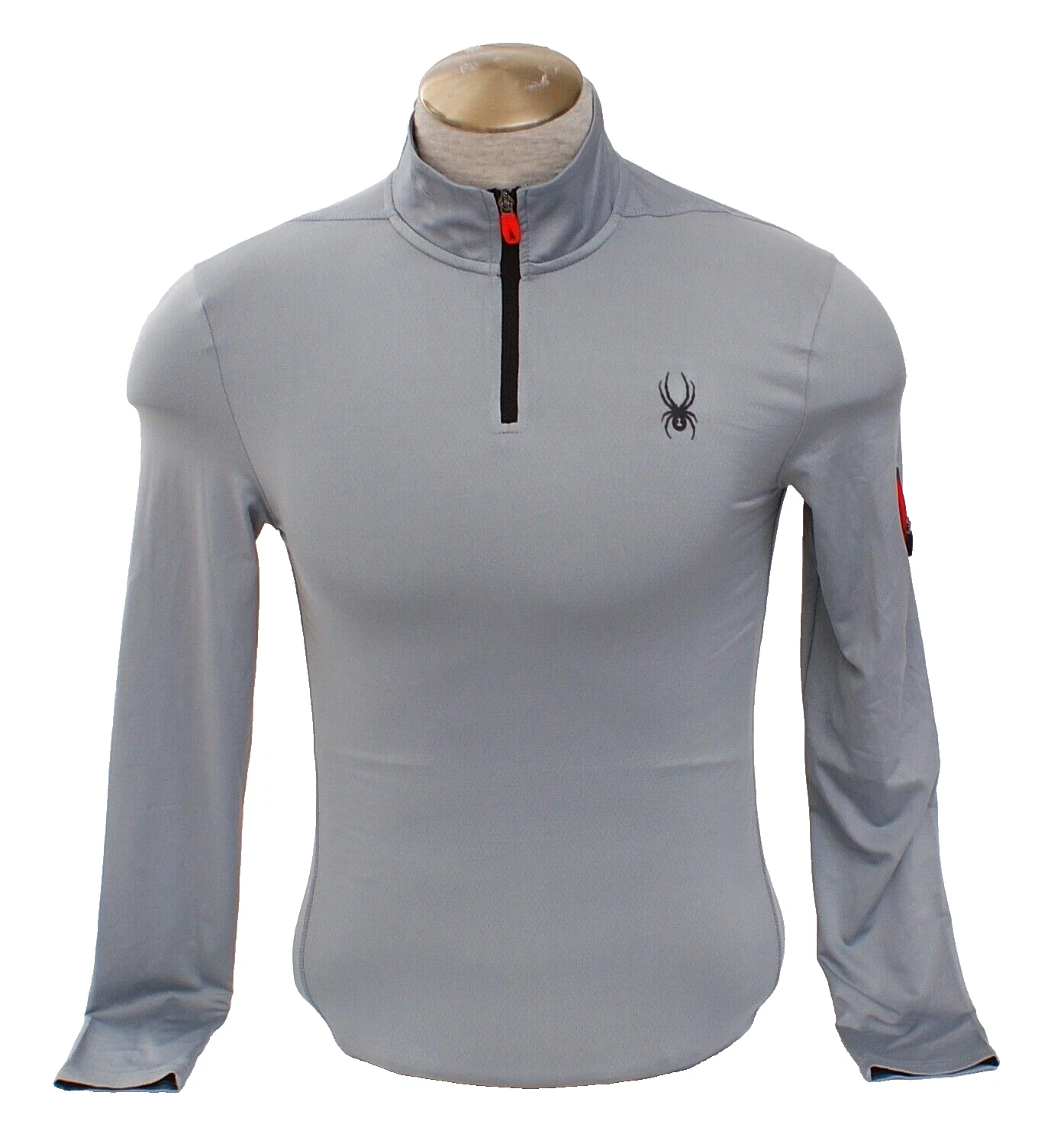 Spyder Men's S Gray 1/4 Zip Long Sleeve Pullover Shirt ProWeb Stretch Quick Dry