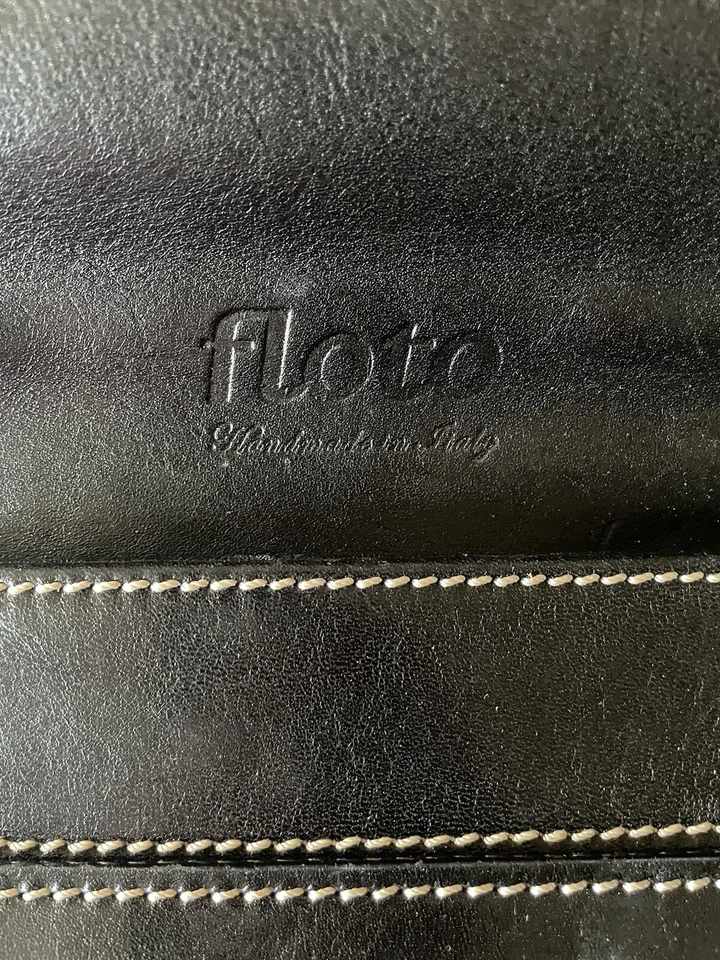 Maletín de cuero Floto bolso de hombro tipo folio con correa negro Italia Foto 4 de 4