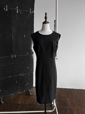 Akris Punto Womens Black Wool Blend Luxury Sleeveless Shift Dress Size S/M