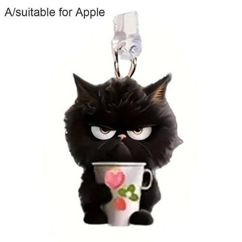 Small Black Cat Acrylic Pendant Phone Dust Plug For Apple Type-C / GXU I1K4 - Zdjęcie 8 z 14