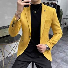 Autumn Velvet Jackets Blazer Men Business Slim Blazers Wedding Tuxedo Suit Coat