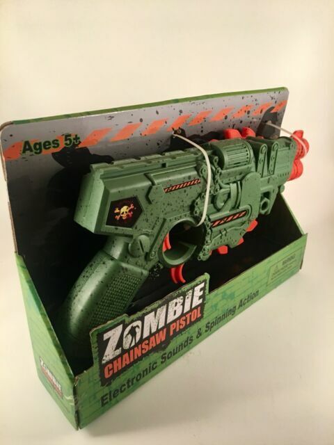Zombie Chainsaw Pistol Toy Kids Play Gift Sounds Spinning Action Halloween Prop for sale online